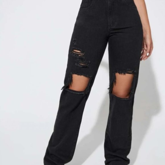 Light Wash Destroyed Ripped Boyfriend Jeans - Picture 1 of 2